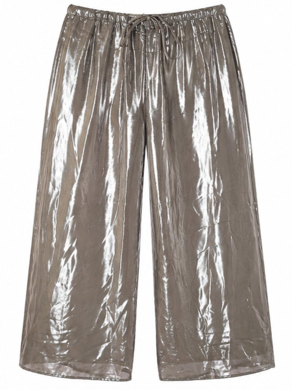 H&M Metallic Wide Leg Pants – Women’s Size [ L ] – Silver Shimmer Pants